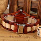 Bracelet Wood Lady Watch Quartz Movement White Roman Numerals Display Full Wooden Women's Bangle Wristwatch Stylish Female Clock