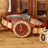 Bracelet Wood Lady Watch Quartz Movement White Roman Numerals Display Full Wooden Women's Bangle Wristwatch Stylish Female Clock