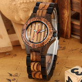 Bracelet Wood Lady Watch Quartz Movement White Roman Numerals Display Full Wooden Women's Bangle Wristwatch Stylish Female Clock