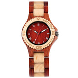 Bracelet Wood Lady Watch Quartz Movement White Roman Numerals Display Full Wooden Women's Bangle Wristwatch Stylish Female Clock