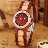 Bracelet Wood Lady Watch Quartz Movement White Roman Numerals Display Full Wooden Women's Bangle Wristwatch Stylish Female Clock