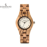 BOBO BIRD Women Watch Unique Bamboo Wooden jam wanita unik Fashion Quartz Wristwatches In Gift Box V-O29