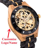 Mechanical Watch Men Wooden Watches BOBO BIRD Luxury Fashion Automatic Wristwatch Luminous Timepiece Clock Custom Gift Box OEM