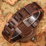 Trendy Irregular Walnut Wooden Watch Case Quartz Wristwatches Hidden Clasp Wood Watch Band Casual Women's Watches