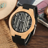 Natural Stylish Quartz Men Watches Wood Bamboo Case Black Genuine Leather Watch Band Vintage Casual Male Wristwatches
