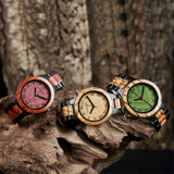 BOBO BIRD Men's Wood Watch with Genuine Leaf, Original Wooden Clock, Wooden Watch, Handmade Watch, Anniversary Gift for Man