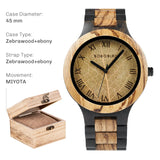 BOBO BIRD Men's Wood Watch with Genuine Leaf, Original Wooden Clock, Wooden Watch, Handmade Watch, Anniversary Gift for Man