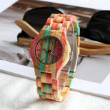 Women's Watches Multicolor Bamboo Wood Bracelet Natural Women's Clock Quartz Wrist Watch for woman Ladies Gifts