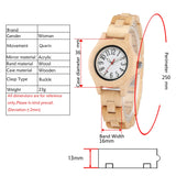 Natural Maple Wood Quartz Ladies Watch Bracelet Clasp Buckle Full Wooden Wristband Arabic Numerals Round Dial Women Watches