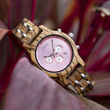 BOBO BIRD Wooden Women's Watches 3 Sub Dials Chronograph Support OEM Customized Dropshipping
