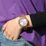 BOBO BIRD Wooden Women's Watches 3 Sub Dials Chronograph Support OEM Customized Dropshipping