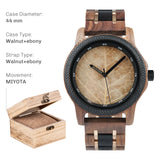 BOBO BIRD Men's Wood Watch with Genuine Leaf, Original Wooden Clock, Wooden Watch, Handmade Watch, Anniversary Gift for Man