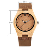Trendy Coffee Brown Dial Bamboo Wood Ladies Quartz Wristwatch Genuine Leather Watchband Natural Style Wooden Women's Wristwatch