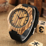 Natural Stylish Quartz Men Watches Wood Bamboo Case Black Genuine Leather Watch Band Vintage Casual Male Wristwatches