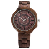 Trendy Irregular Walnut Wooden Watch Case Quartz Wristwatches Hidden Clasp Wood Watch Band Casual Women's Watches