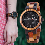 BOBO BIRD Wood Watch Men Quartz Week + Date Timepiece