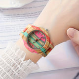 Women's Watches Multicolor Bamboo Wood Bracelet Natural Women's Clock Quartz Wrist Watch for woman Ladies Gifts