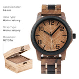 BOBO BIRD Men's Wood Watch with Genuine Leaf, Original Wooden Clock, Wooden Watch, Handmade Watch, Anniversary Gift for Man