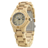 Wood Watch Women Handmade Lightweight Analog Quartz Dress Wrist Watches with Wooden Bracelet