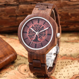 Trendy Irregular Walnut Wooden Watch Case Quartz Wristwatches Hidden Clasp Wood Watch Band Casual Women's Watches