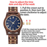 Wooden Wrist Watches For Men Fashion Quartz Wristwatches With Clock Date Week Timepieces Wood Wach Box for Him reloj hombre