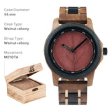 BOBO BIRD Men's Wood Watch with Genuine Leaf, Original Wooden Clock, Wooden Watch, Handmade Watch, Anniversary Gift for Man
