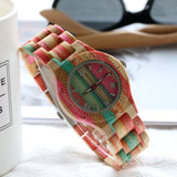 Women's Watches Multicolor Bamboo Wood Bracelet Natural Women's Clock Quartz Wrist Watch for woman Ladies Gifts