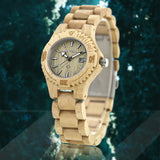 Wood Watch Women Handmade Lightweight Analog Quartz Dress Wrist Watches with Wooden Bracelet