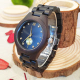 Women's Wood Wrist Watch Fashion Simulated Diamond Dial Wife Girlfriend Stylish simplicity Quartz Wooden Watches for Ladies