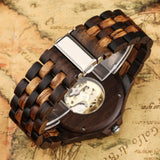 NEW Full Wooden Automatic Men Watches Gold Analog Arabic Numerals Display Wood Bracelet Wristband Self-Winding Male Wristwatch
